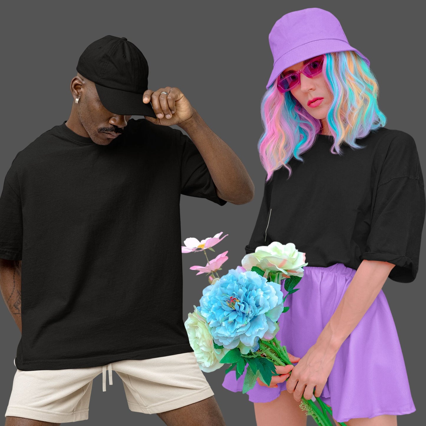 Black Unisex Oversized Solid Tee