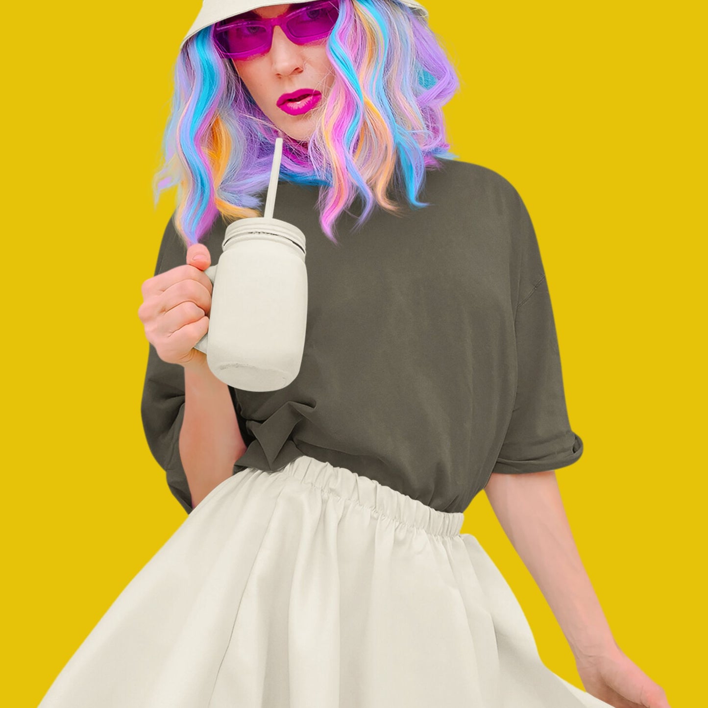 Olive Green Unisex Oversized Solid Tee
