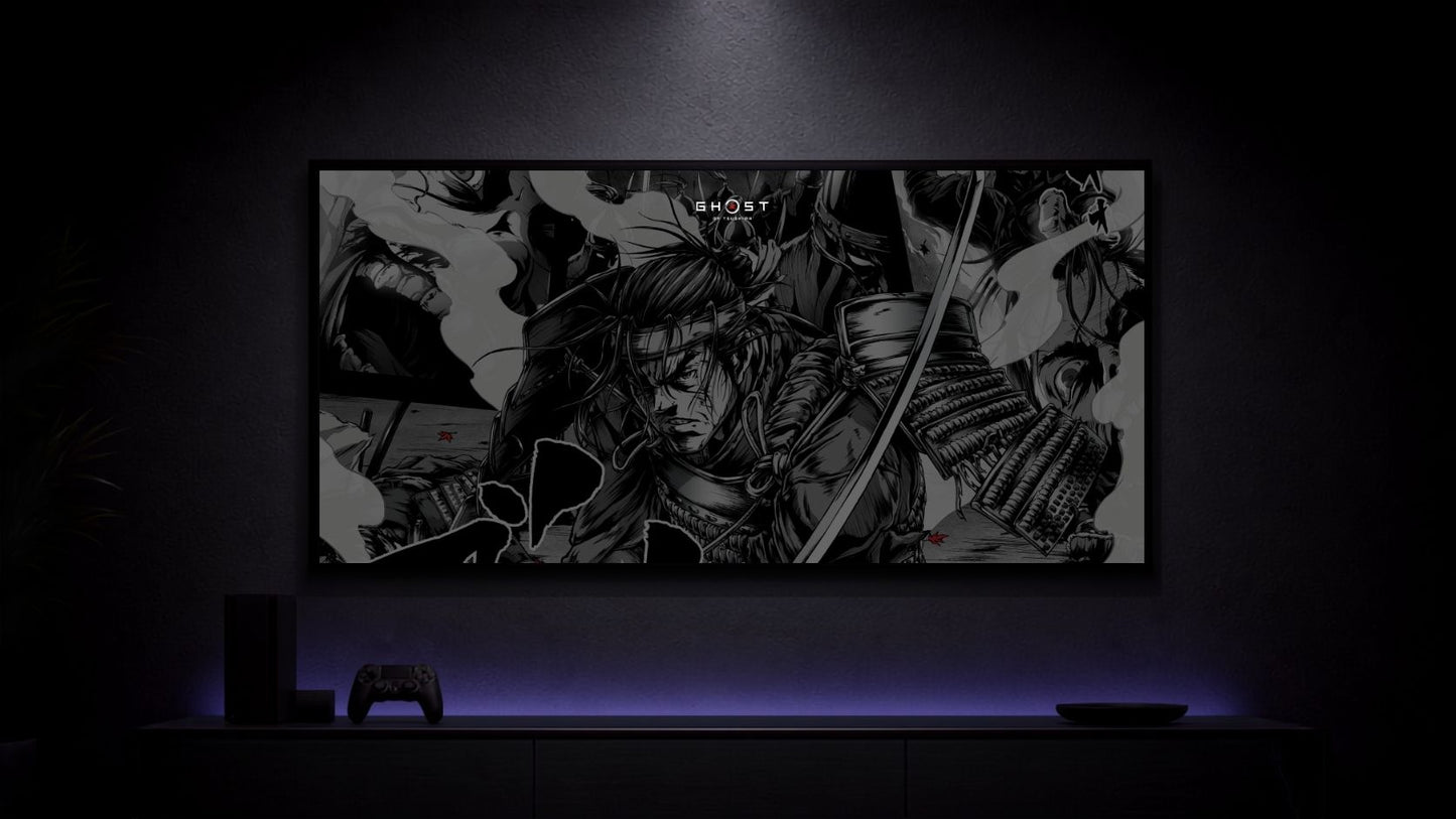 Ghost-of-Tsushima_Jin-Sakai-Key-Art_001 Anime Poster wall mockup