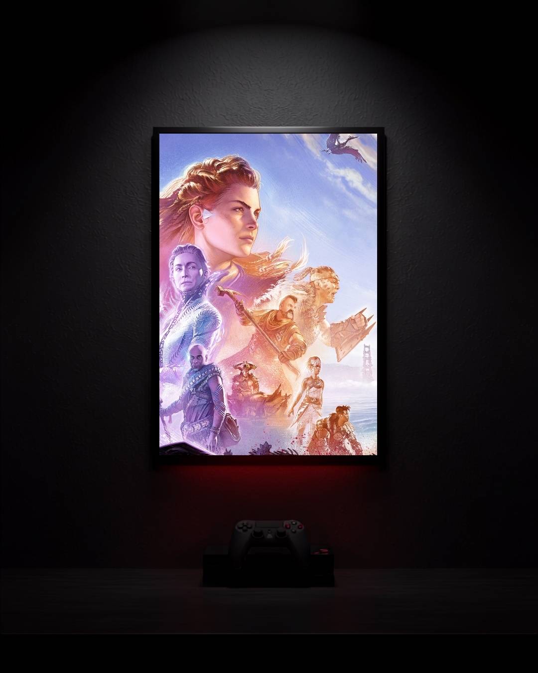 Horizon-Forbidden-West_Aloy-in-Blue-Sky-Landscape_001 Anime Poster wall mockup