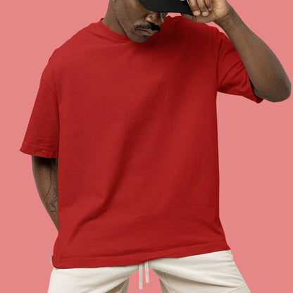 Red Unisex Oversized Solid Tee