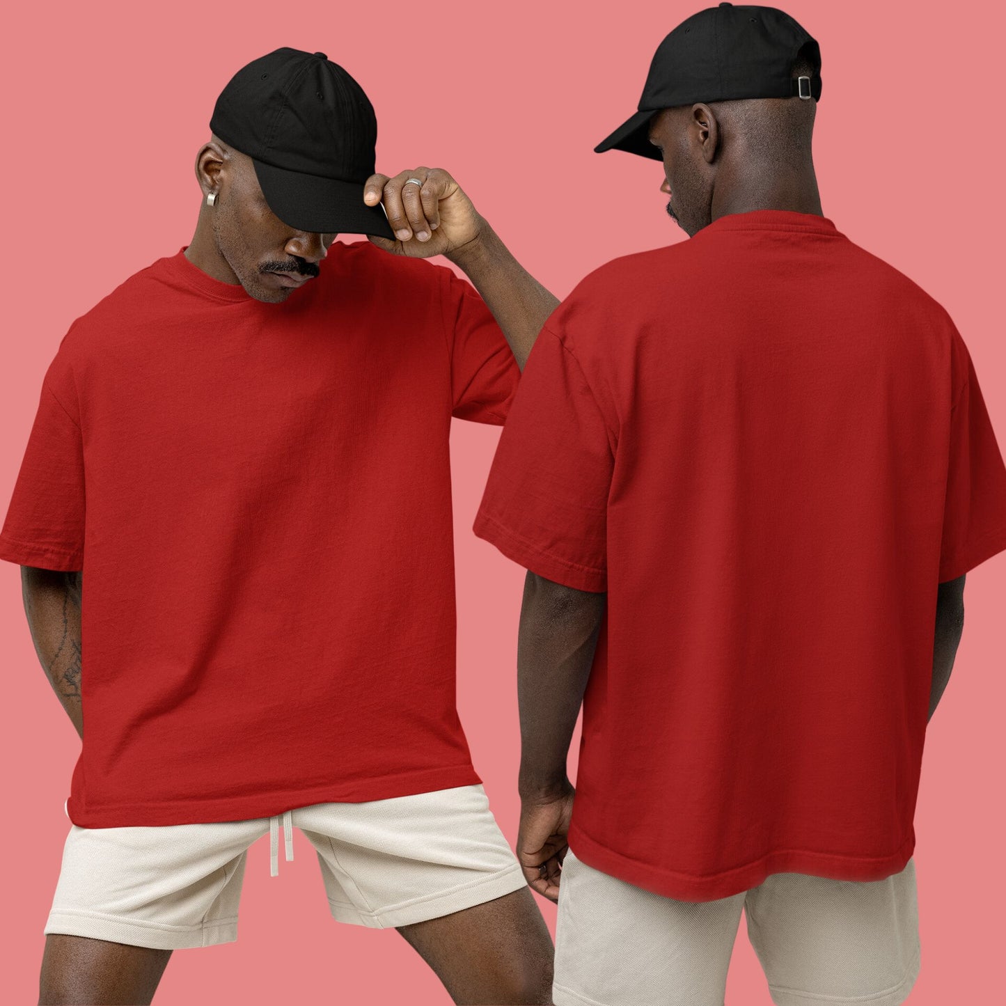 Red Unisex Oversized Solid Tee