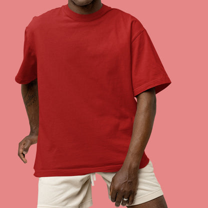 Red Unisex Oversized Solid Tee