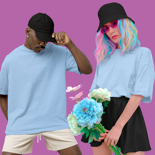 Baby Blue Unisex Oversized Solid Tee