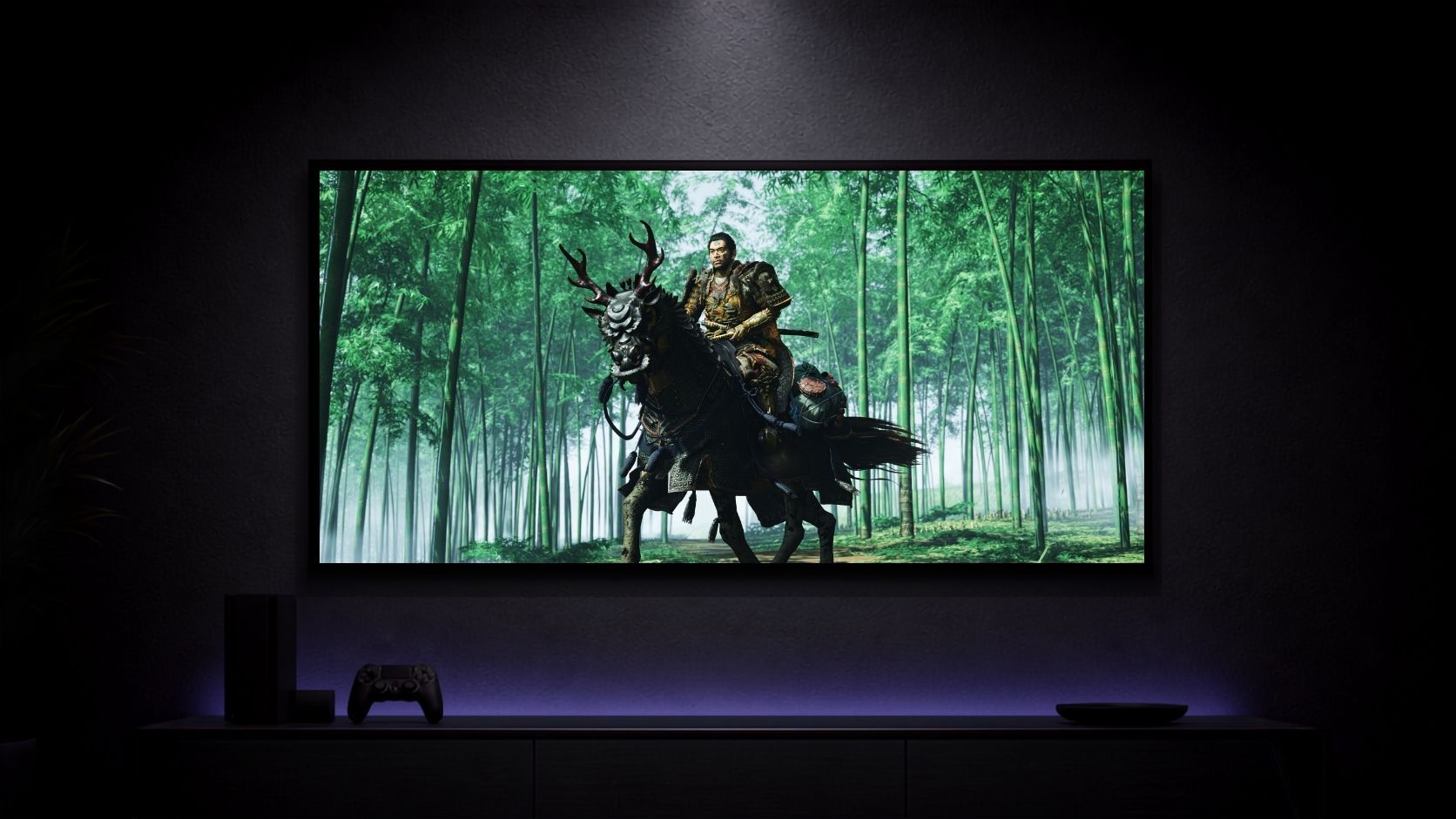 Ghost-of-Tsushima_Samurai-on-Horseback_001 Anime Poster wall mockup