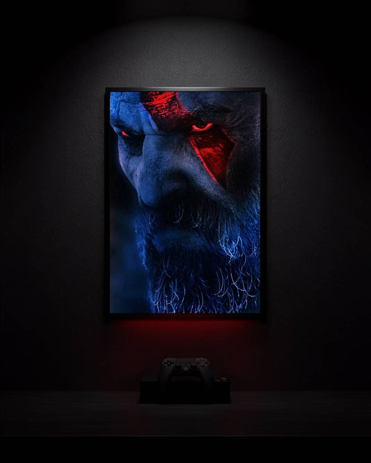 God-of-War-Ragnarok_Kratos-in-Fiery-Scene_001 Anime Poster wall mockup