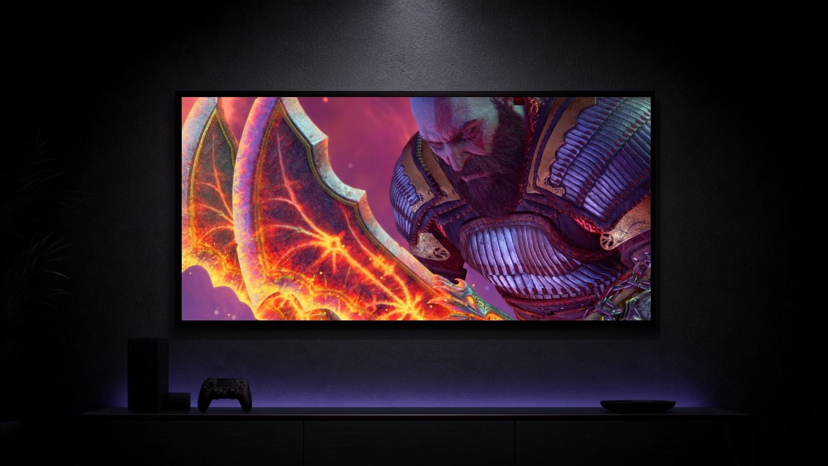 God-of-War_Kratos-in-Flames_001 Anime Poster wall mockup