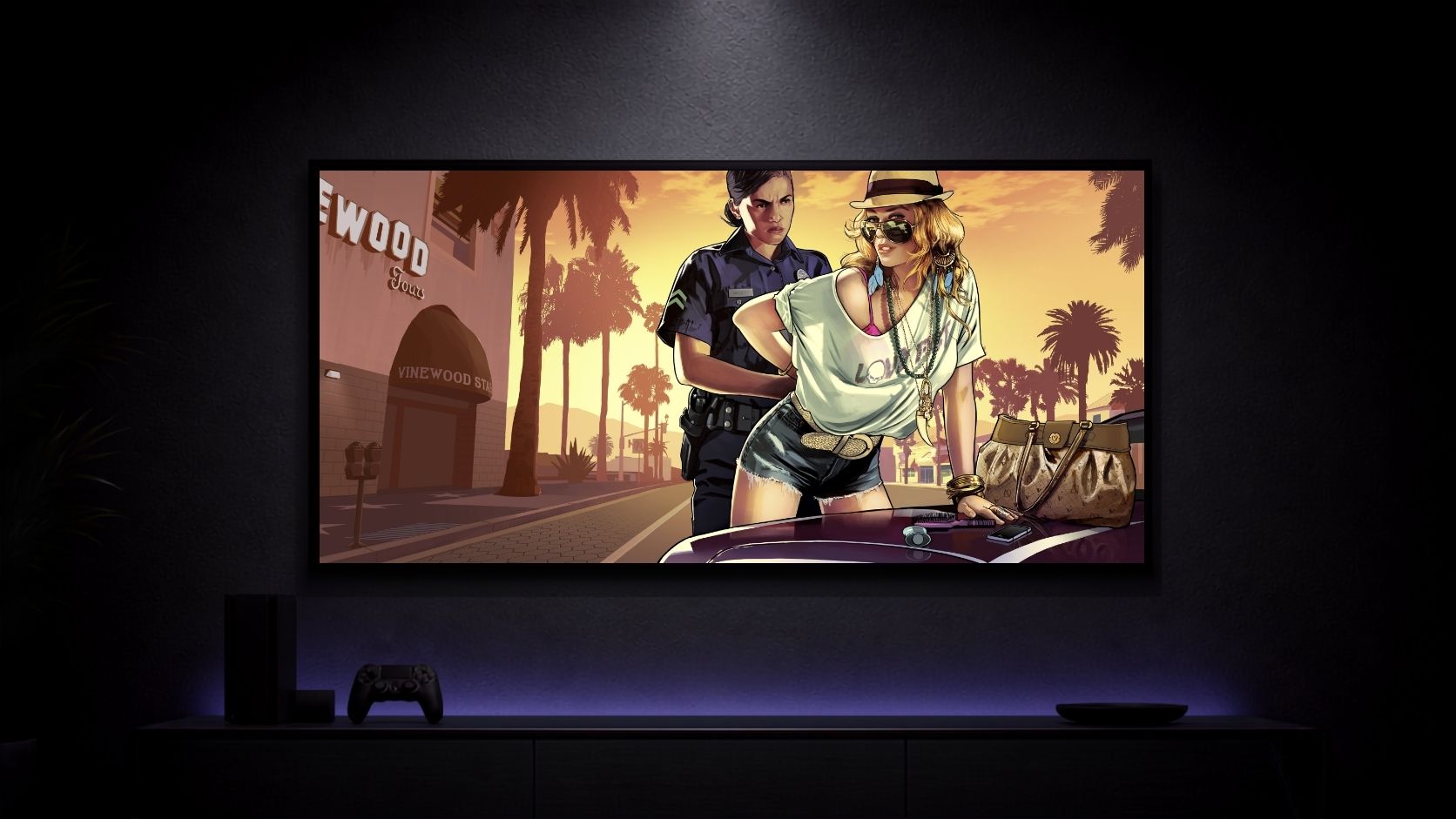 Grand-Theft-Auto-VI_Lucia-on-Motorcycle_001 Anime Poster wall mockup