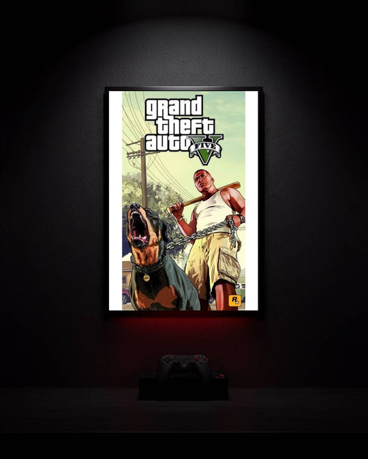 Grand-Theft-Auto-V_Chop_001 Anime Poster wall mockup